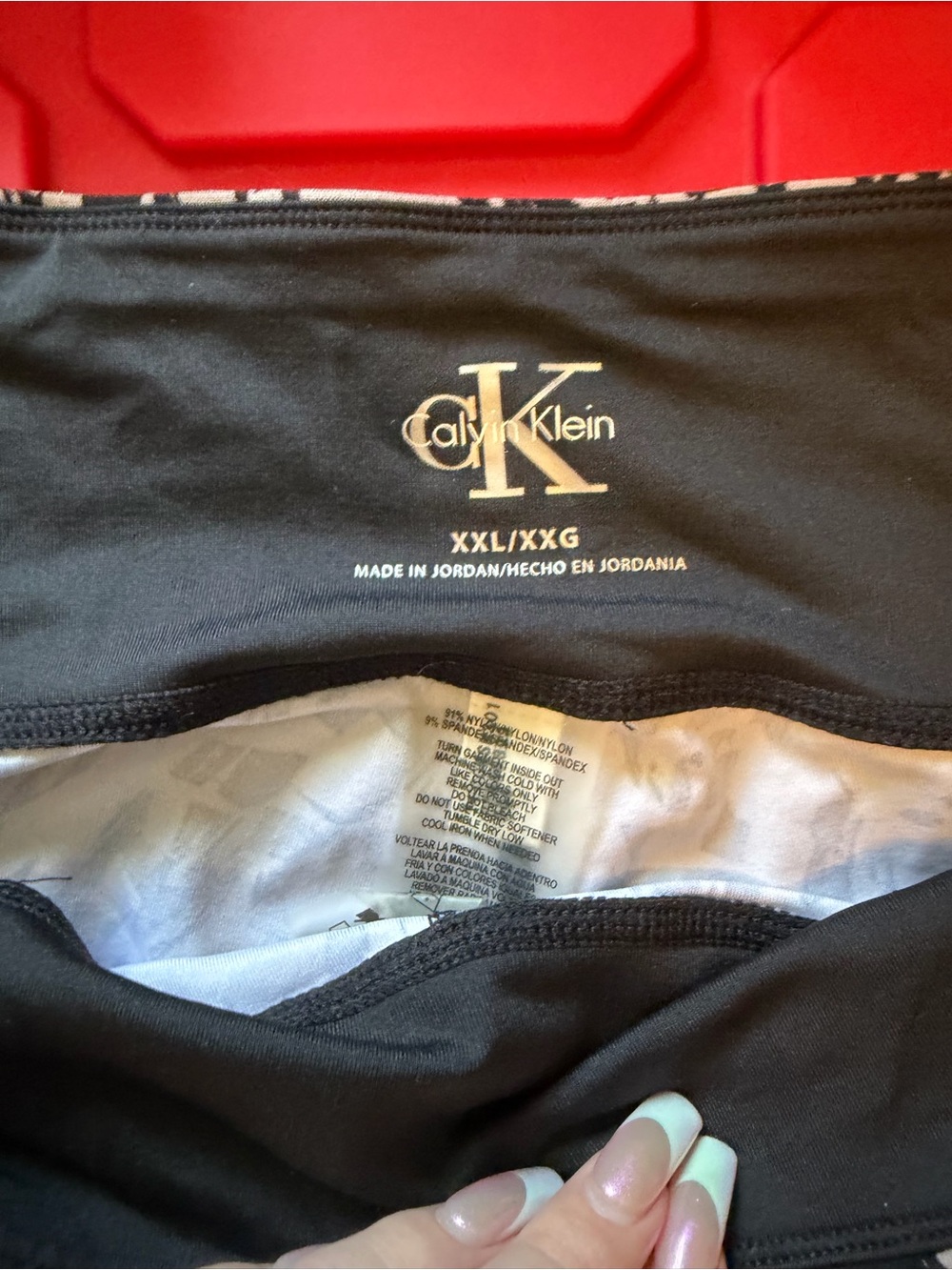 Calvin Klein Black and White Abstract Print Bike Shorts - Picture 2 of 2